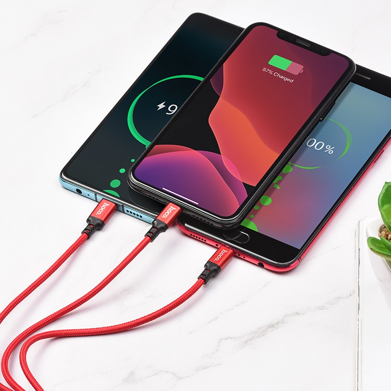Câble de Chargement 3 en 1- X14 - Lightning + micro + Type C