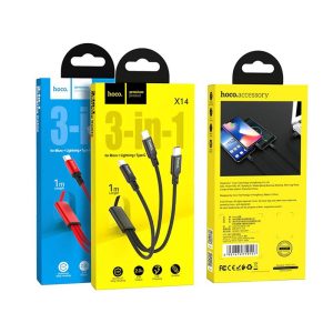 Câble de Chargement 3 en 1- X14 - Lightning + micro + Type C