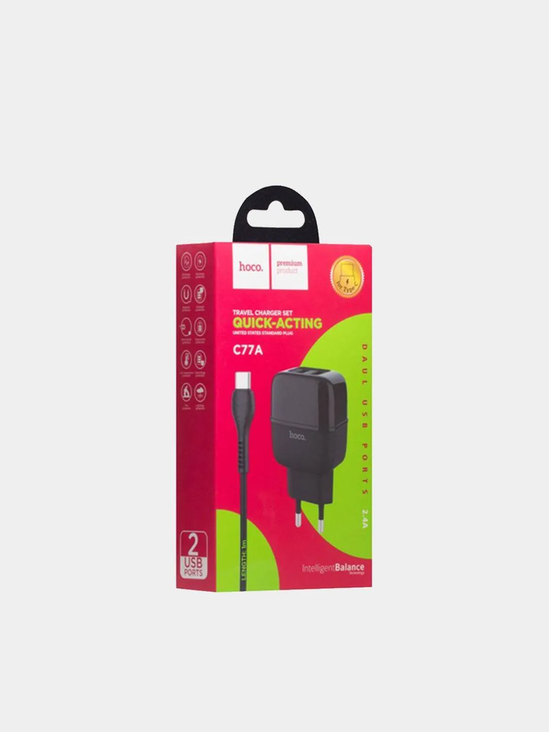 CHARGEUR HOCO C77A TYPE-C- NOIR