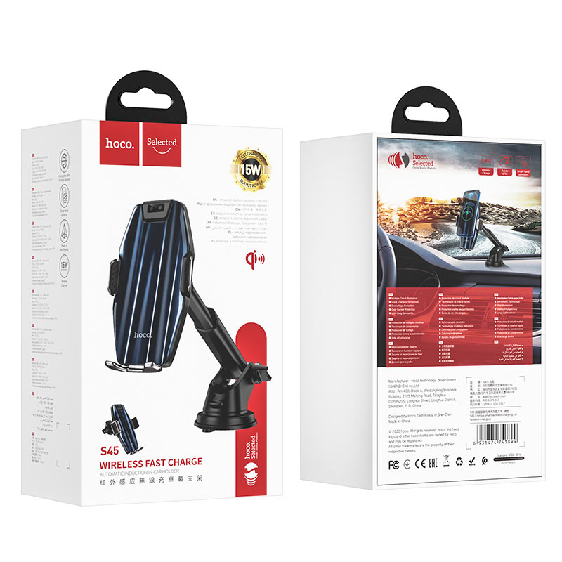 HOCO S45 Support De Téléphone Et Chargement Sans Fil Pour Voiture