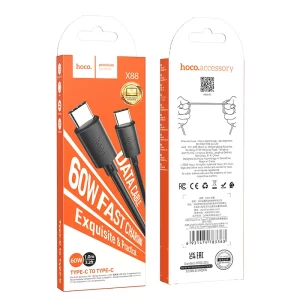 Câble de données Type-C vers Type-C, X88 60W charge rapide
