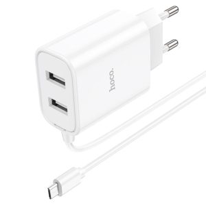 Chargeur mural "C103A Courser" EU double port avec câble intégré