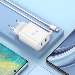 Chargeur mural "C103A Courser" EU double port avec câble intégré