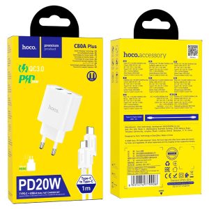 Chargeur mural "C80A Plus Rapido" PD + QC3.0 EU set avec câble