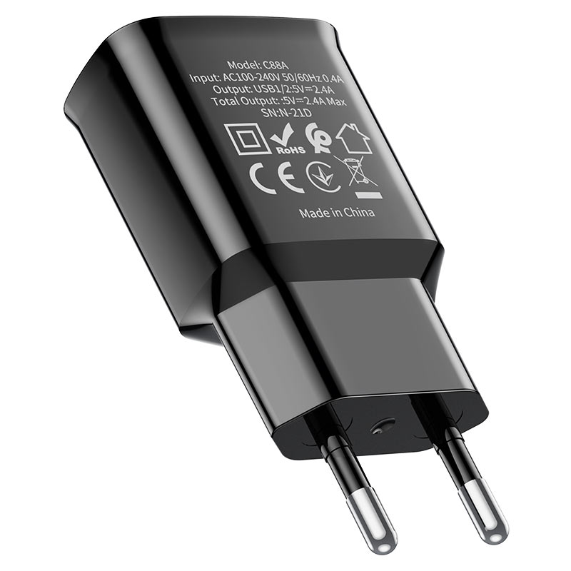 Chargeur mural "C88A Star round" double port EU set avec câble