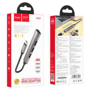 Concentrateur USB 4-en-1 (USB-A & Type-C) HB26 HOCO