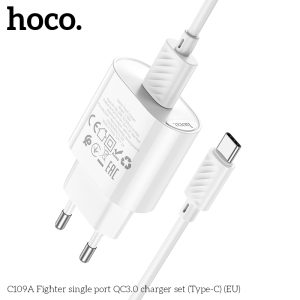 Chargeur rapide C109A 18W QC3.0 avec câble de type C
