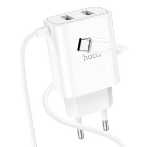 Chargeur mural "C103A Courser" EU double port avec câble intégré