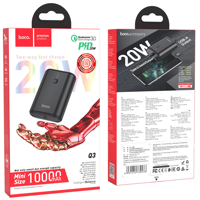 Banque d'alimentation « Q3 Mayflower » PD20W + QC3.0 10000mAh