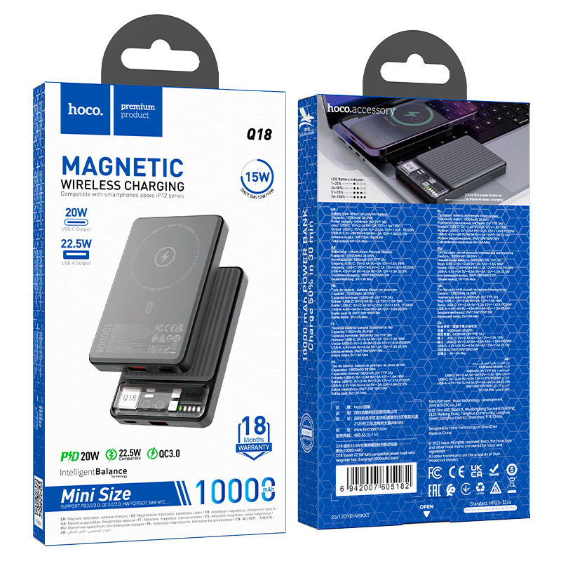 Power Bank “Q18 Tourer” 22,5W Charge Sans Fil 10000mAh
