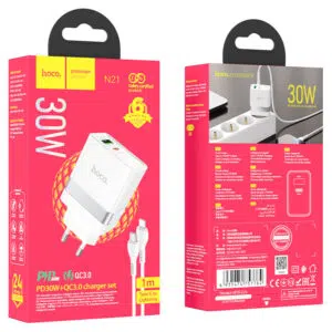 Le Chargeur mural « N21 Topspeed » Double Port PD30W est l'accessoire idéal pour une charge rapide et efficace de vos appareils. Doté de deux ports (USB-A et Type-C)