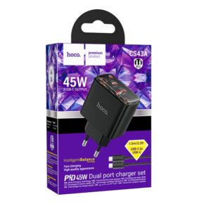 Chargeur mural double USB-C 45W CS43A HOCO