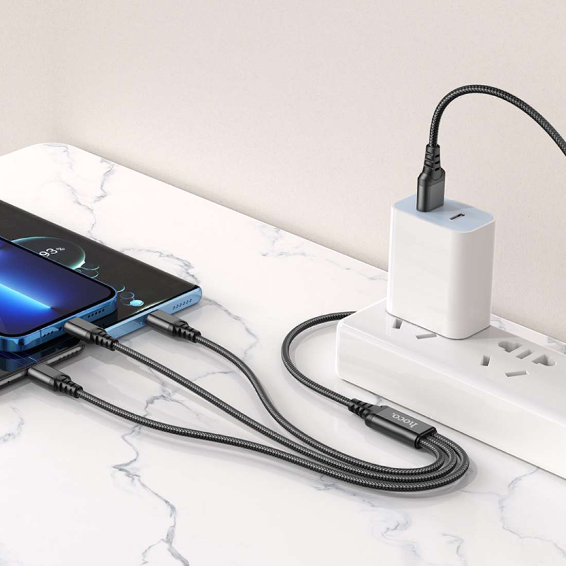 Câble de charge 3en1 Micro-USB+Type-C+Lightning X76 HOCO