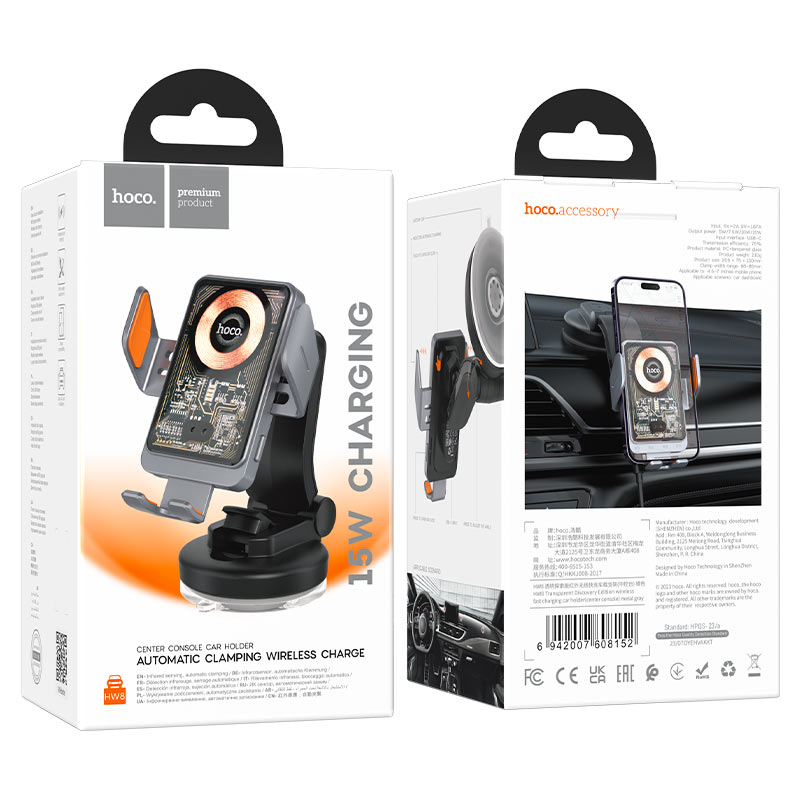 Support de voiture avec chargeur sans fil HW8 HOCO – Image 8