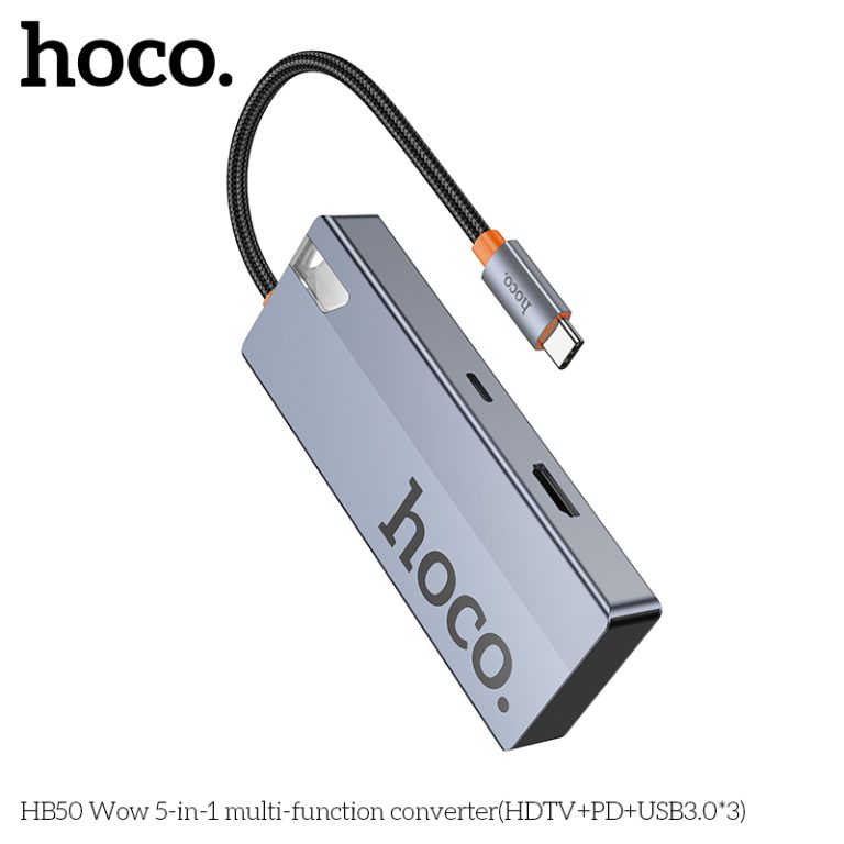 Adaptateur 5 en 1 Type-C vers HDMI+PD+USB 3.0 HB50 HOCO – Image 4
