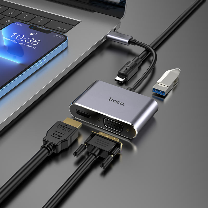 Hub 4-en-1 HDMI UHD VGA USB 3.0 HB30 HOCO
