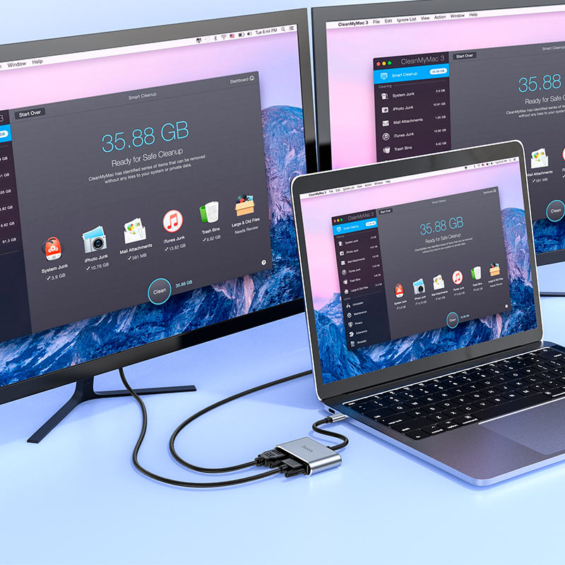 Hub 4-en-1 HDMI UHD VGA USB 3.0 HB30 HOCO