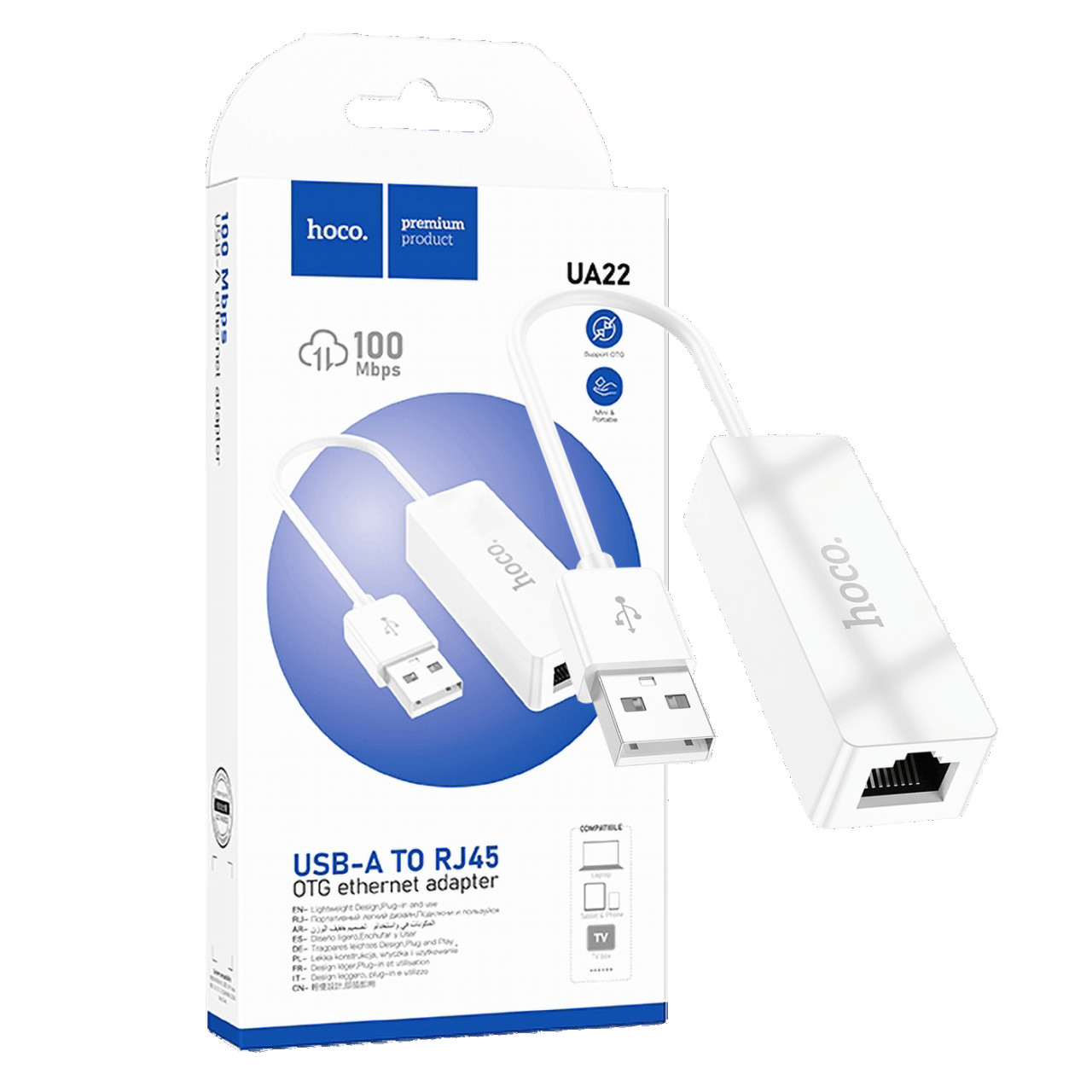 Adaptateur Ethernet USB-C & USB-A vers RJ45 UA22 HOCO