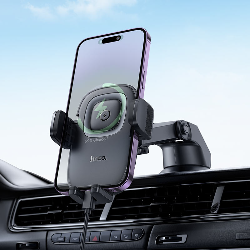 Support & chargeur sans fil de téléphone pour voiture HW32 HOCO – Image 8