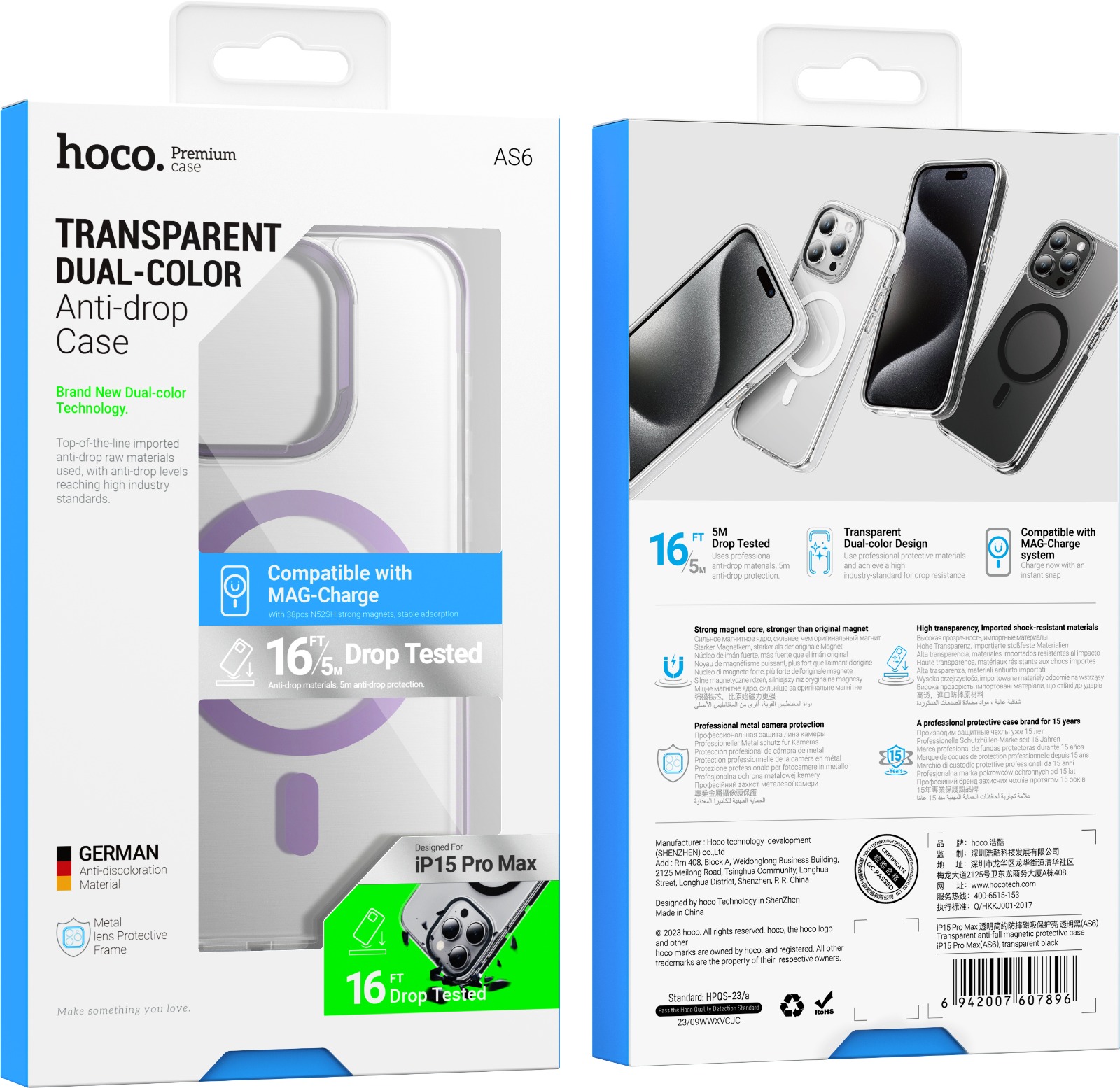 Coque transparente MagSafe pour iPhone AS6 HOCO