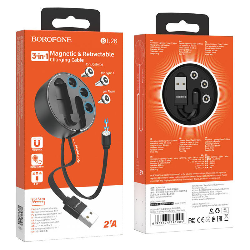 Câble 3-en-1 Lightning / Micro-USB / USB-C BU26 BOROFONE