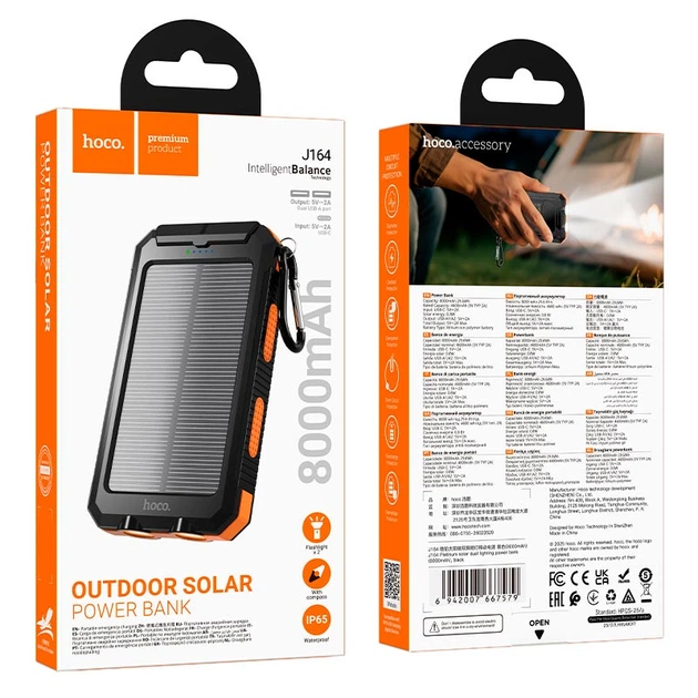 Power Bank à Énergie Solaire avec Lampe LED J164 HOCO