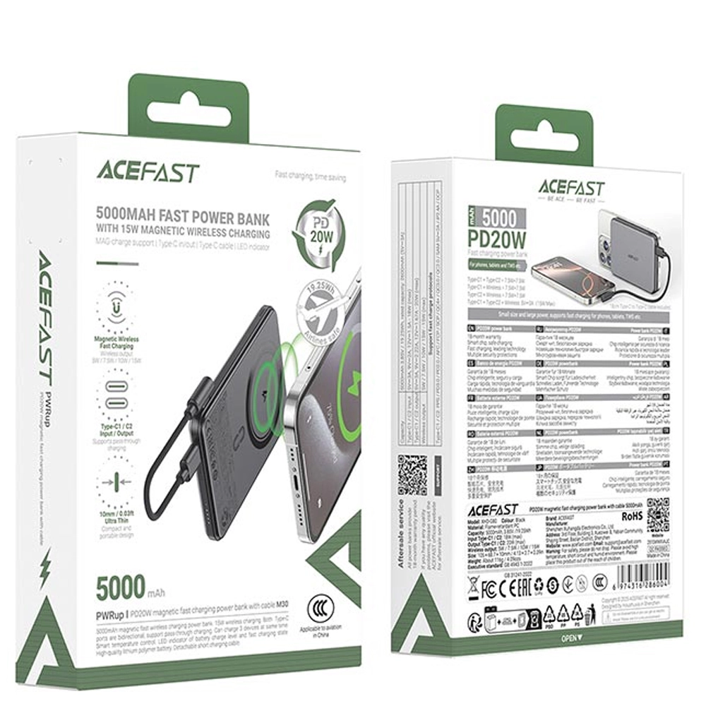 Power Bank magnétique ultra fin 5000 mAh M30 ACEFAST