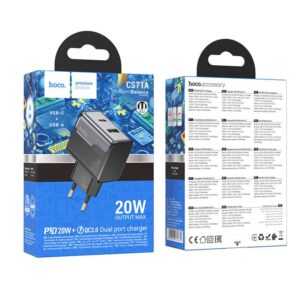 Chargeur Mural Double Port CS71A 20 W HOCO – USB-C & USB-A