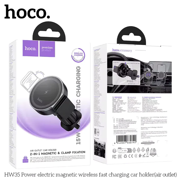 Support Magnétique Charge Sans Fil 15W HW35 HOCO