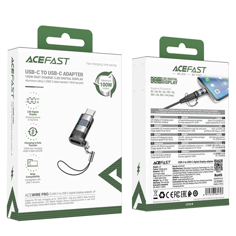 Adaptateur USB-C 100W avec Écran J9 ACEFAST